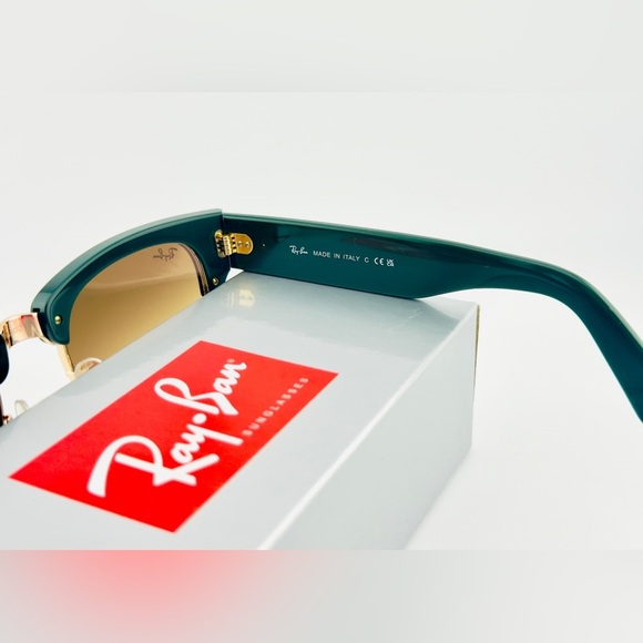 Ray-Ban Mega Clubmaster Sunglasses RB0316-S Polished Green and Gold Frame UNISEX - Picture 8 of 12